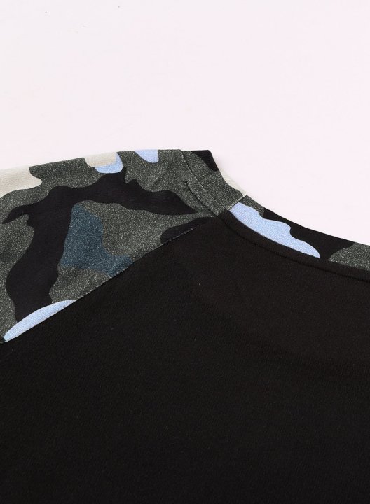 Twisted Camouflage Color Block Sweatshirt