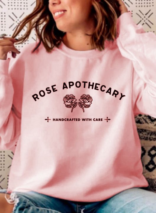 Women's Sweatshirts Rose Apothecary Handcrafted With Care Printed Sweatshirt