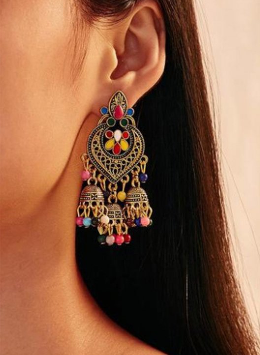 Women's Earrings Color Block Alloy Tassel Boho Vintage Casual Earrings