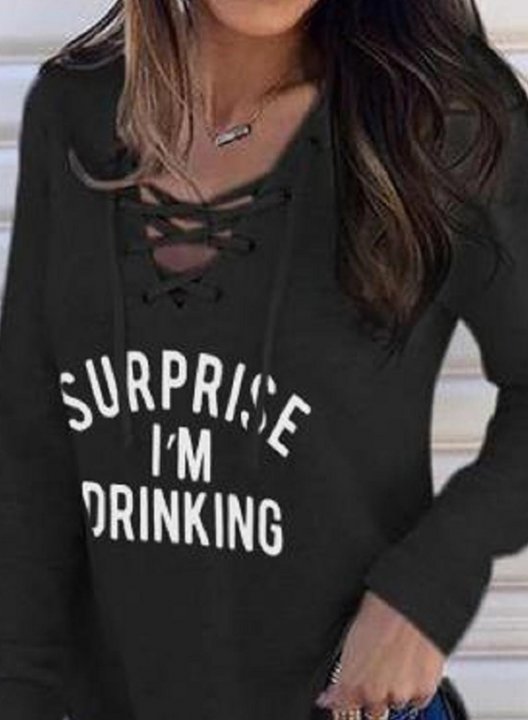 Day Drinking because 2020 Sucks Letter Print Shirt Long Sleeve V Neck Tunic Sweatshirt