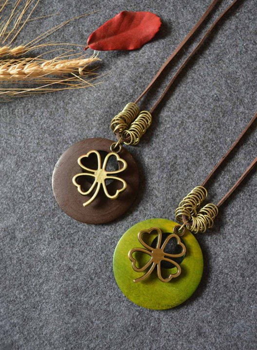 Women's Necklaces Clover-print Alloy Casual Necklace