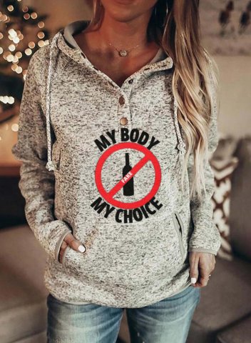 Women's Choice Hoodies Letter Long Sleeve Pocket Casual Hoodie