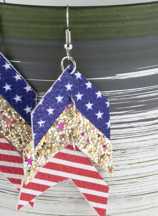 Women's Earrings Flag Color Block PU Earrings