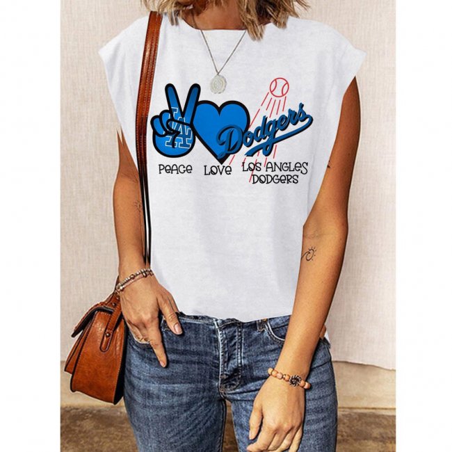 Women's Los Angeles Dodgers Printed Short Sleeve Casual T-shirt