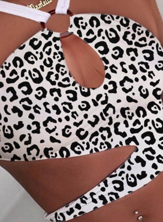 Women's One Piece Swimwear Leopard Criss Cross One-Piece Swimsuit