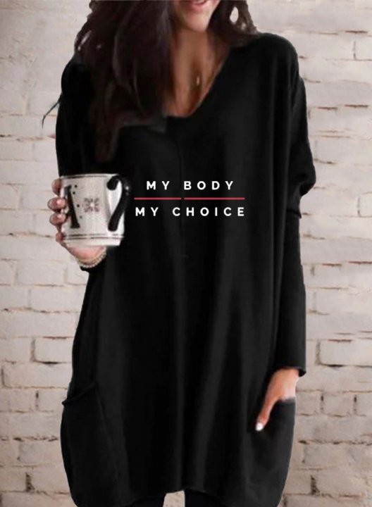 Women's Choice Sweatshirts Letter Long Sleeve V Neck Daily Casual Sweatshirt