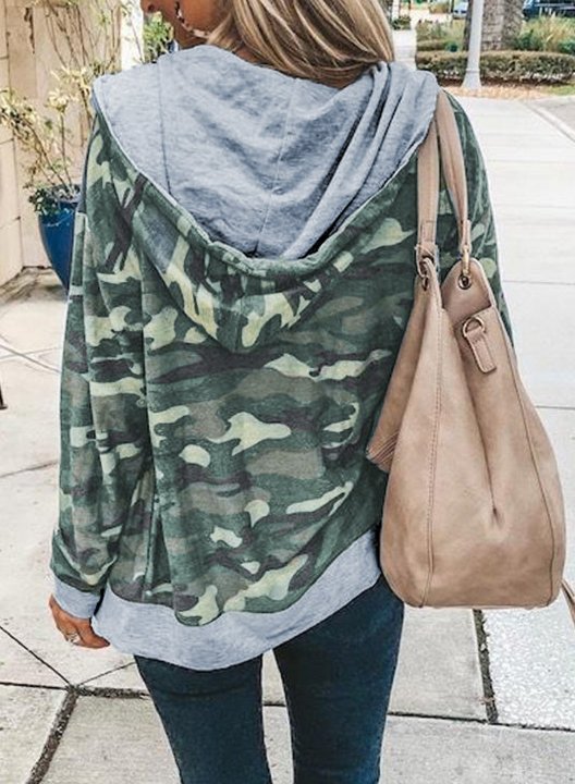 Camouflage Long Sleeve Zipper Hoodie