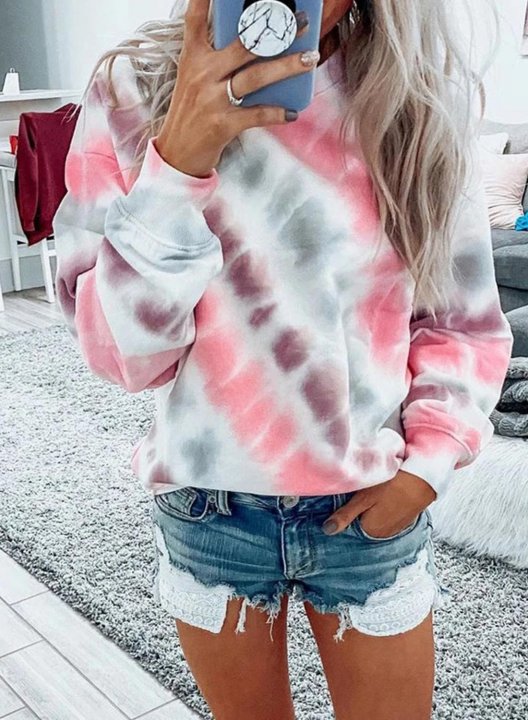 Women's Tie Dye Long Sleeve Elegant Sweatshirt