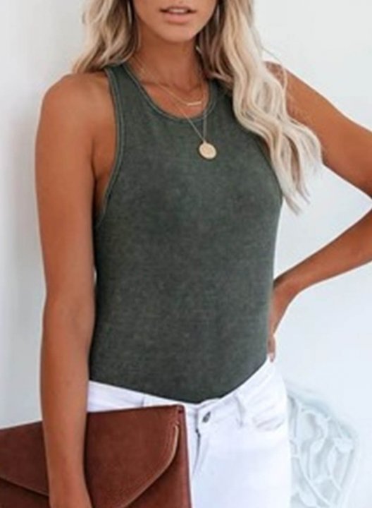 Women's Tank Tops Solid Sleeveless U Neck Daily Tank Top