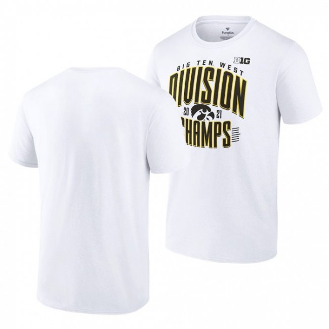 Iowa Hawkeyes 2021 Big Ten West Football Division Champions T-Shirt White Men