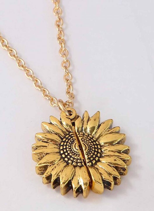 Keep Fucking Going Sunflower Locket Pendant Necklace