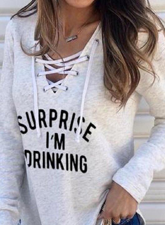 Day Drinking because 2020 Sucks Letter Print Shirt Long Sleeve V Neck Tunic Sweatshirt