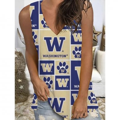 Women's Baseball Print V-neck Sleeveless Vest