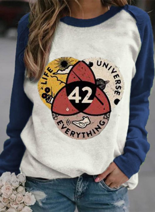 Women's Pullovers Color Block Letter Geometric Round Neck Long Sleeve Casual Daily Pullovers