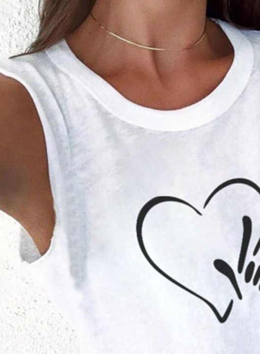 Women's Tank Tops Heart-shaped Sleeveless Round Neck Daily Tank Top