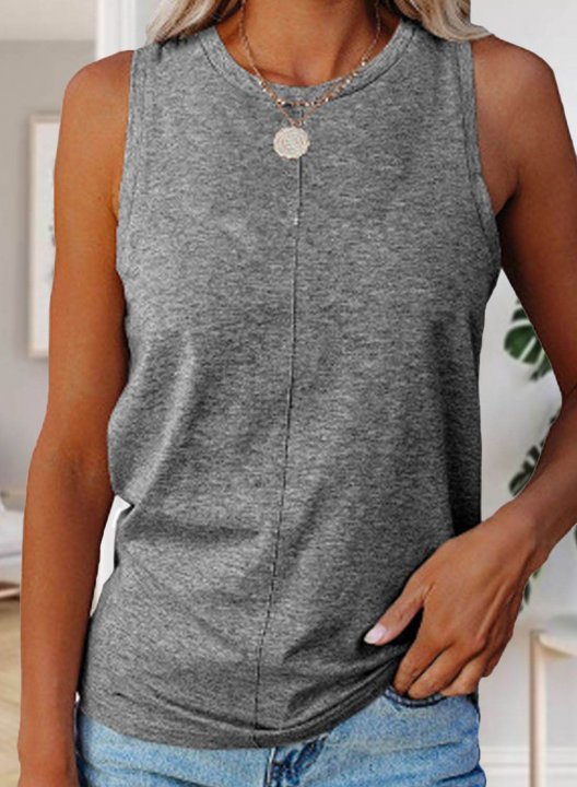 Women's Tank Tops Solid Sleeveless Round Neck Daily Casual Tank Top