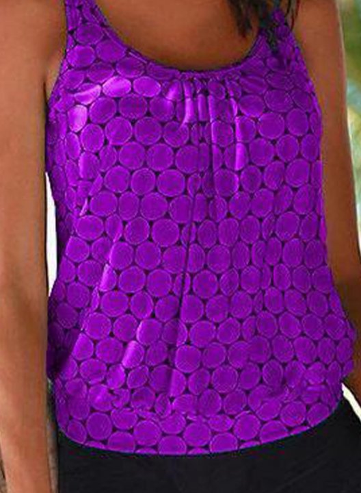 Women's Tank Tops Solid Polka Dot Vacation Sequin Unadjustable Wire-free Round Neck Padded Tops