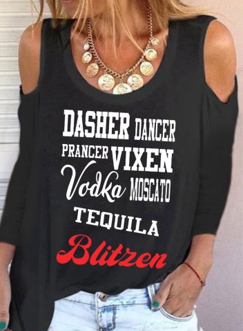 Women's Dasher Dancer Prancer Vixen Moscato Vodka Tequila Blitzen Letter long sleeve Shirts