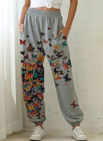 Women's Joggers Butterfly Straight Mid Waist Daily Full Length Casual Basic Joggers