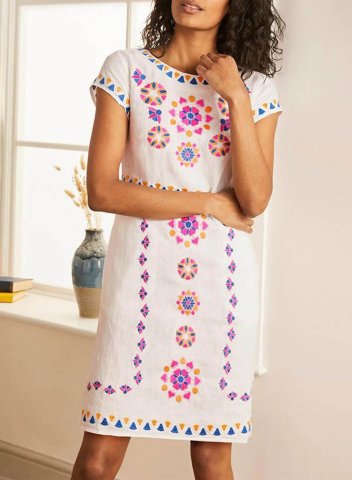 Women's Mini Dresses Floral Short Sleeve Round Neck Casual Mini Dress