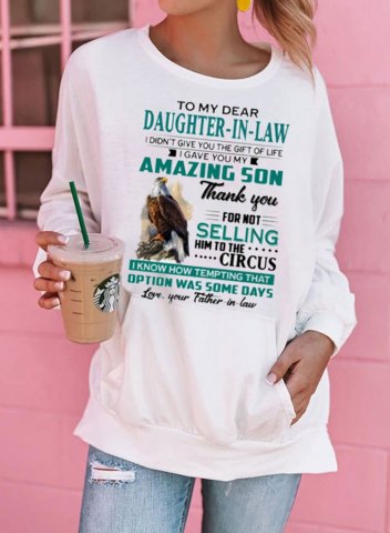 Women's Sweatshirt Funny Letter Print Long Sleeve Round Neck Daily Mother's Day Tops as Gifts