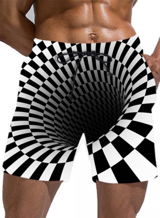 Men's Panties Mid Waist Color Block Visual Drawstring Panties