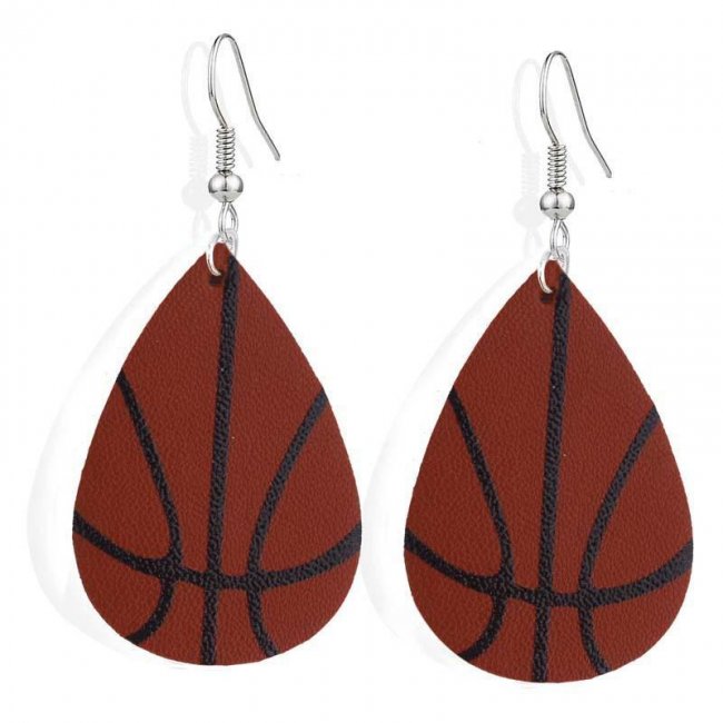 National Flag Football Basketball Football Volleyball Double-Sided Pu Leather Earrings