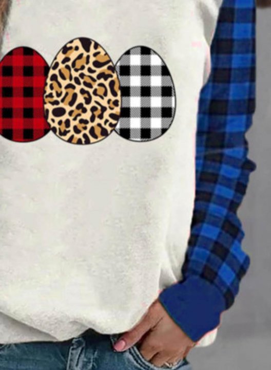 Women's Pullovers Plaid Leopard Color Block Letter Round Neck Long Sleeve Casual Daily Pullovers