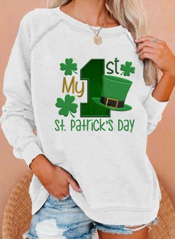Women's St Patrick's Day Sweatshirt Letter My 1st. St Patrick's Day Print Pullovers