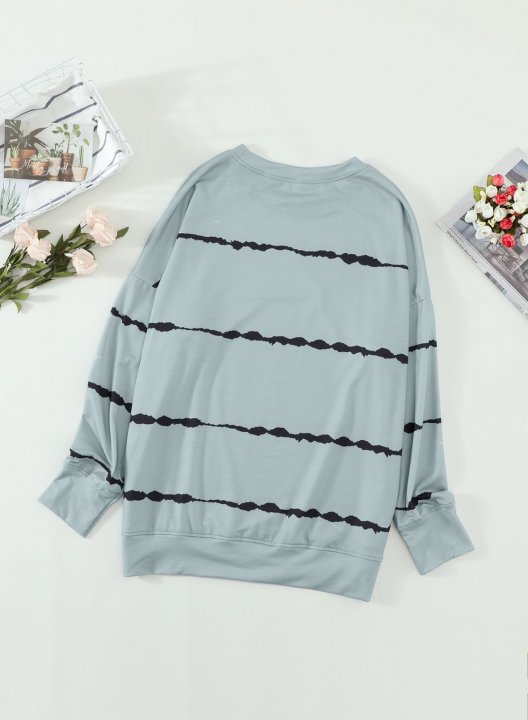 Striped Abstract Long Sleeve Casual Sweatshirt