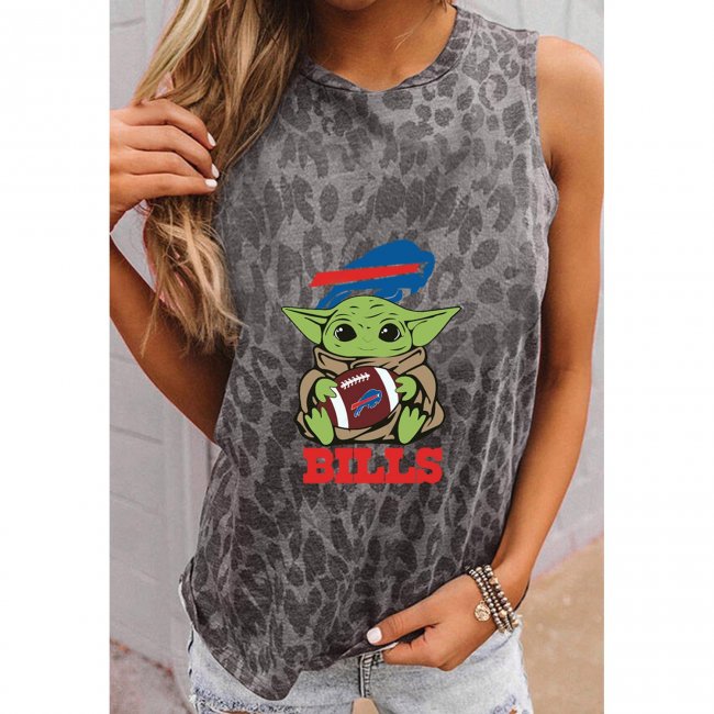 BUFFALO BILLS Round Neck sleeveless Leopard Print T-Shirt