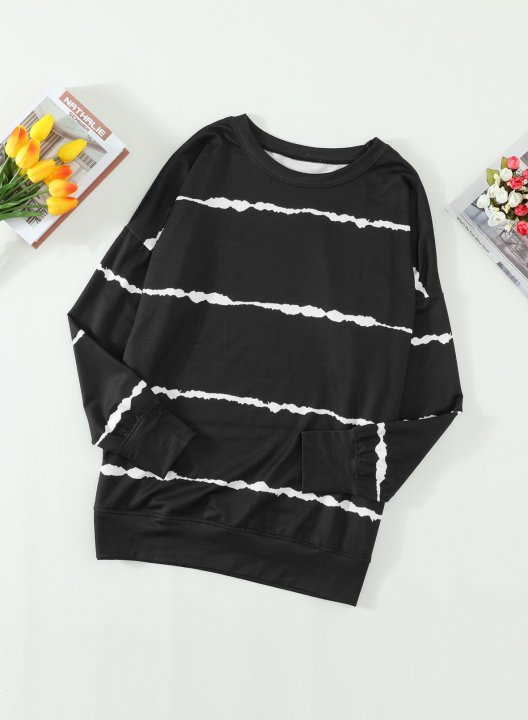 Striped Abstract Long Sleeve Casual Sweatshirt