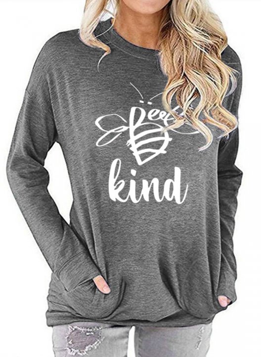 Be Kind Sweatshirt Women Cute Bee Graphic Long Sleeve Solid T-Shirt