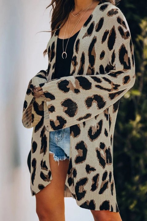 Women's Cardigans Lightweight Knit Leopard Cardigan