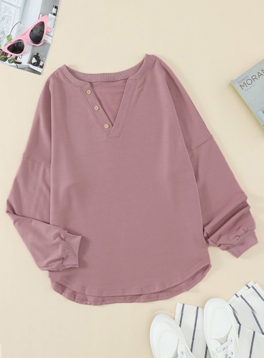 Pink/Green V Neck Long Sleeve Top