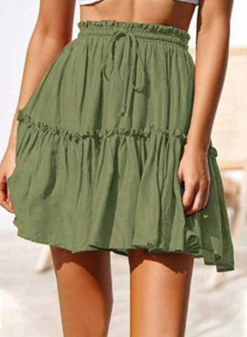 Women's Skirts High Waist Solid Flare Ruffle Casual Vacation Date Mini Skirts