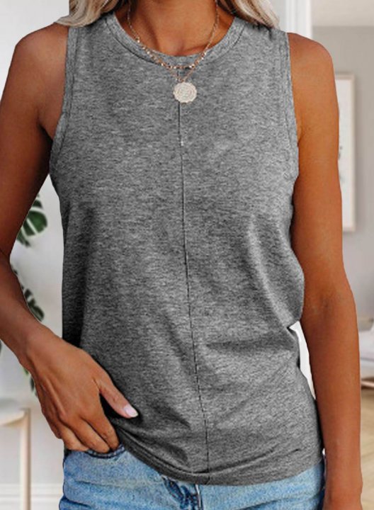 Women's Tank Tops Solid Sleeveless Round Neck Daily Casual Tank Top