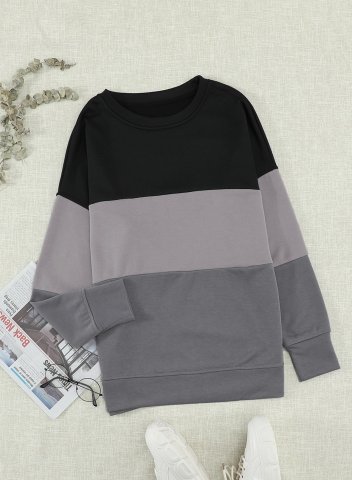 Woman's Striped Contrast Stitching Sweatshirt
