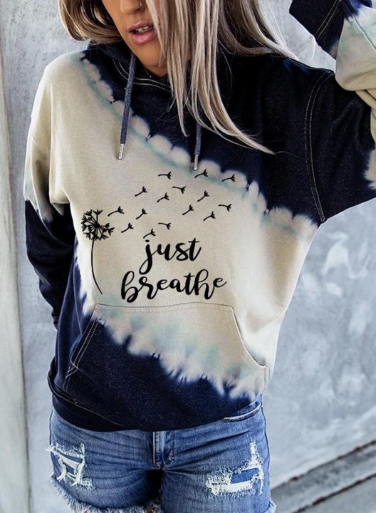 Just Breathe Dandelion Tie-Dye Print Hoodie