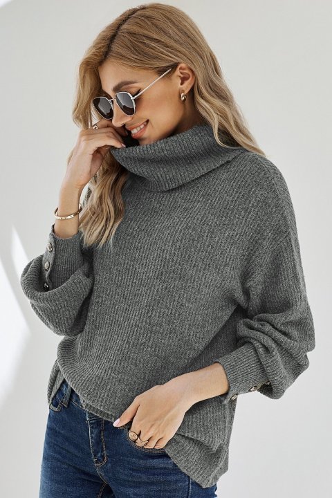 Women's Sweaters Lantern Sleeve Turtleneck Pullover Sweaters