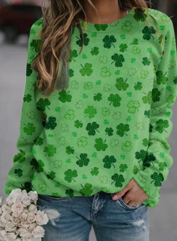 Women's St Patrick's Day Sweatshirt Clover Long Sleeve Round Neck Daily Casual Pullover