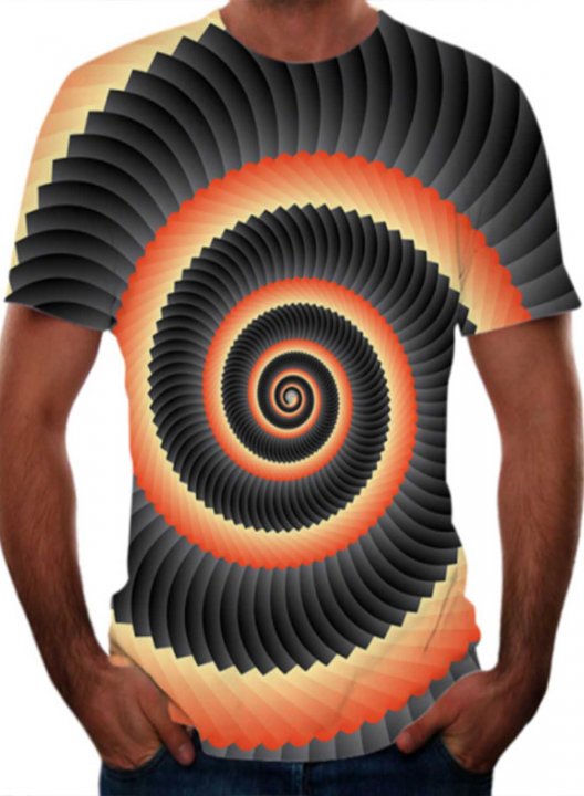 Men's 3D Graphic T-shirts Visual Color Block Round Neck Short Sleeve Casual T-shirts