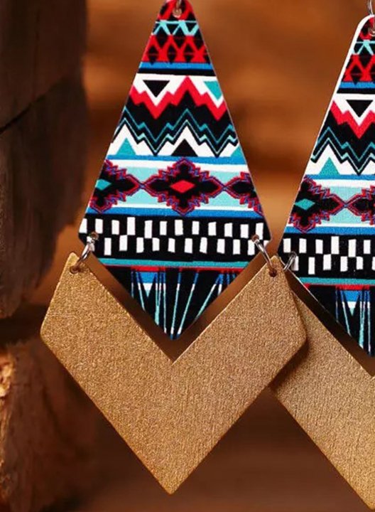 Women's Earrings Retro Wooden Geometric Ethnic Earrings