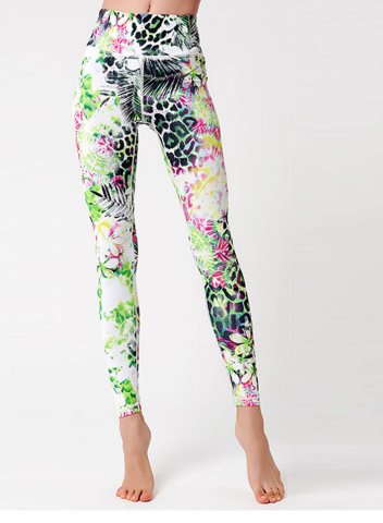 Women's Leggings Slim Floral Leopard Color Block Mid Waist Full Length Casual Daily Sporty Pants