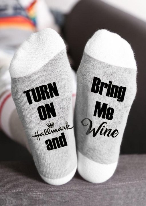 Turn On Hallmark And Bring Me Wine Socks