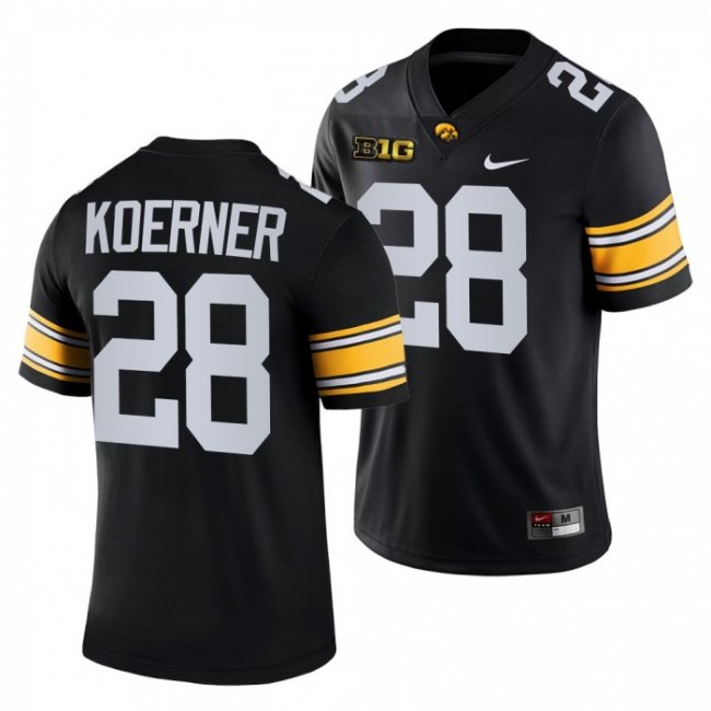 Iowa Hawkeyes 28 Jack Koerner Black 2021-22 College Football Game Jersey Men