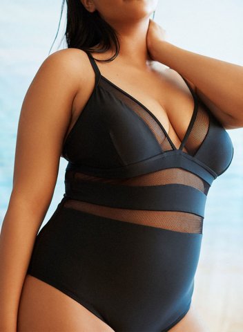 Women's One Piece Swimwear Solid Mesh Plus Size One-Piece Swimsuits One-Piece Bathing Suits