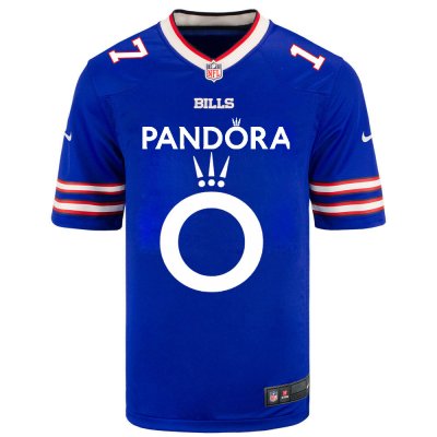 pandora logo text print men #17 josh allen blue home jersey