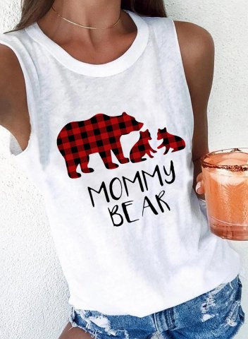 Women's Mommy Bear Tank Tops Multicolor Sleeveless Round Neck Daily Tank Top