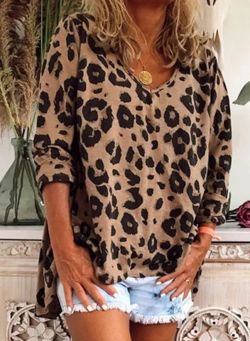 Cotton Long Sleeve Leopard Print Shirt